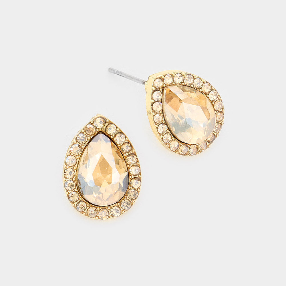 Small Light Topaz Crystal Stud Earrings 