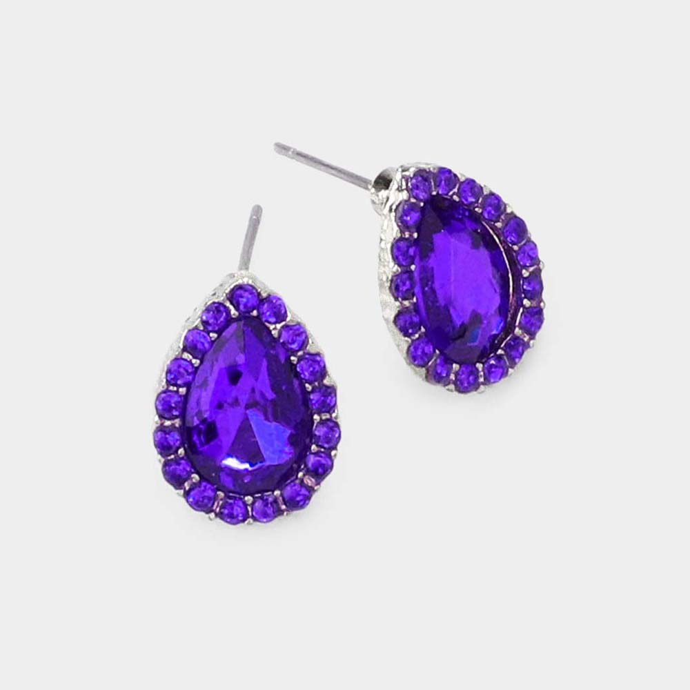 Small Purple Crystal Stud Earrings 