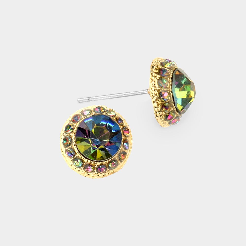 Small Multi-Color Crystal Stud Earrings  | Pageant Earrings