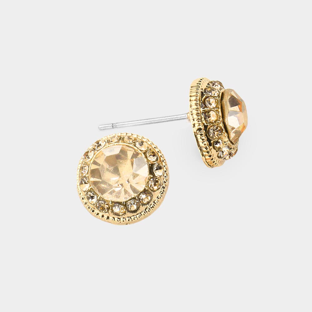 Small Light Topaz Crystal Stud Earrings  | Pageant Earrings