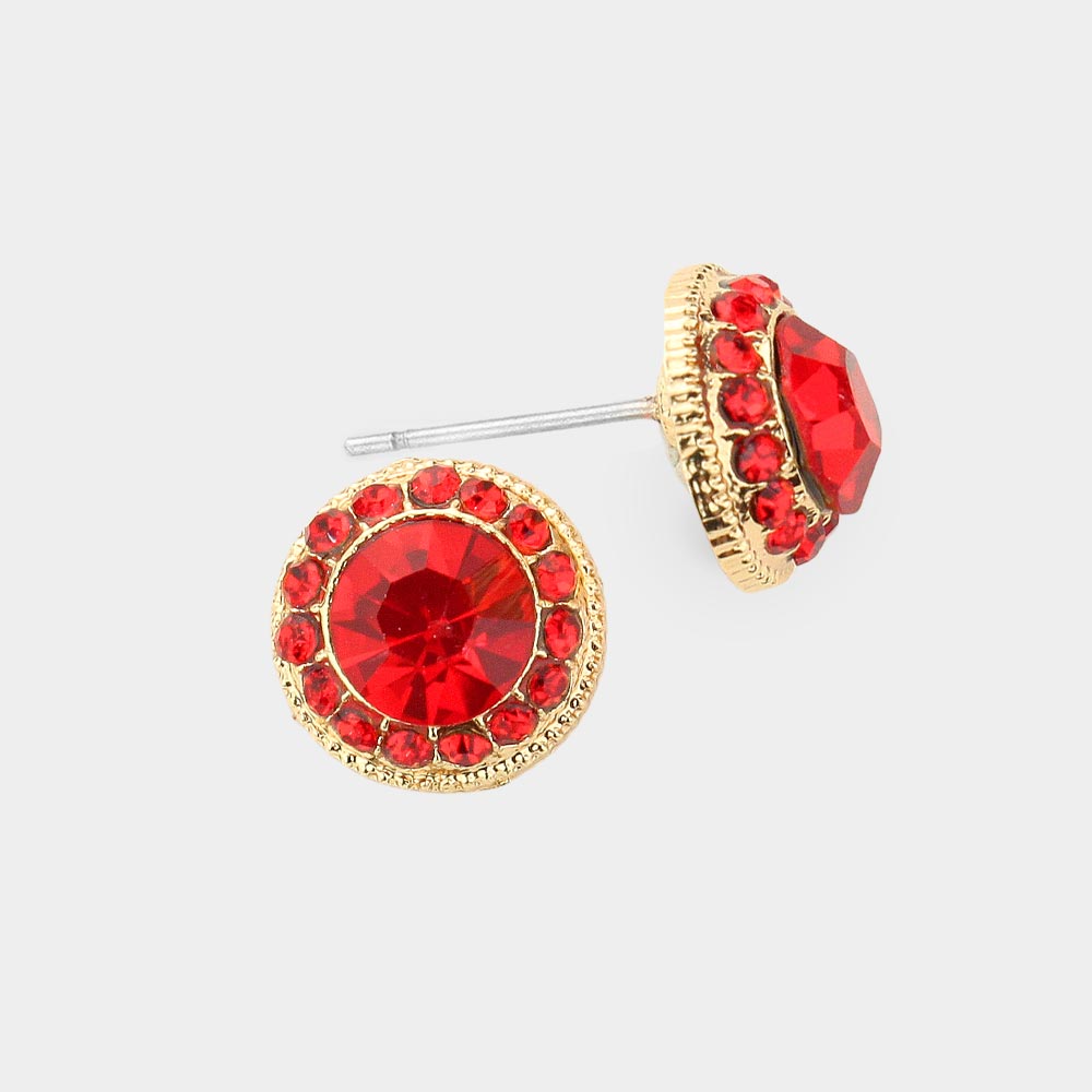 Small Red Crystal Stud Earrings  | Pageant Earrings