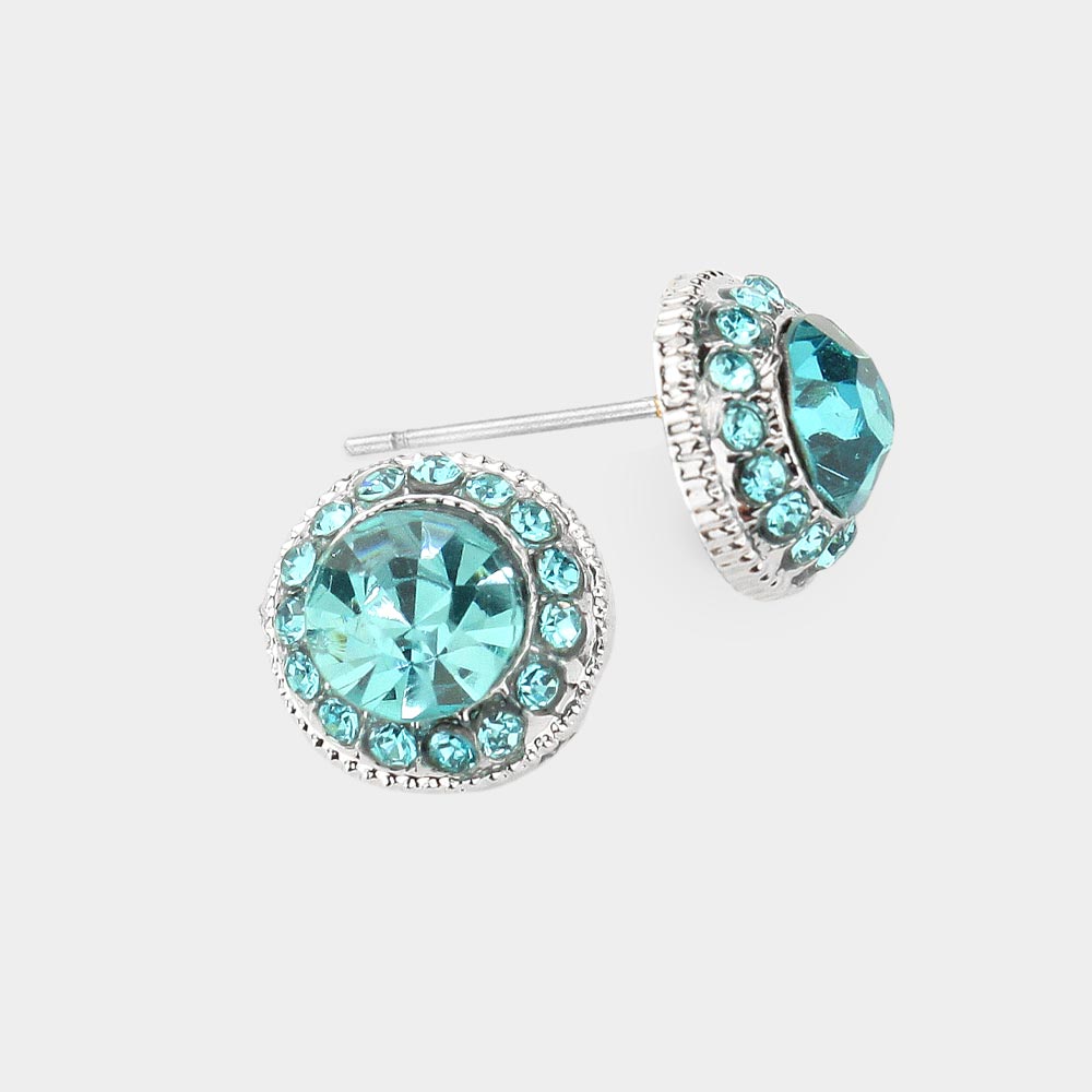 Small Aqua Crystal Stud Earrings   | Pageant Earrings