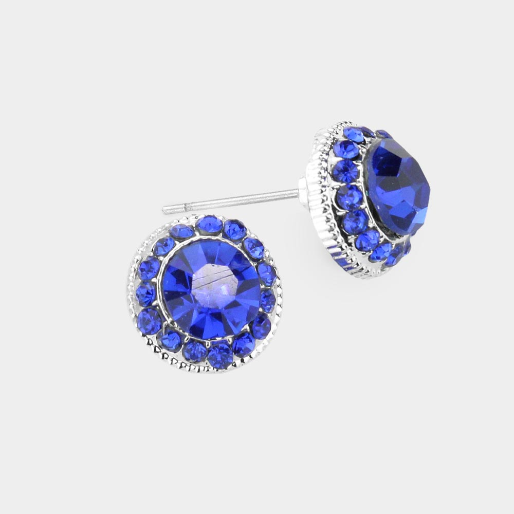 Small Sapphire Crystal Stud Earrings   | Pageant Earrings