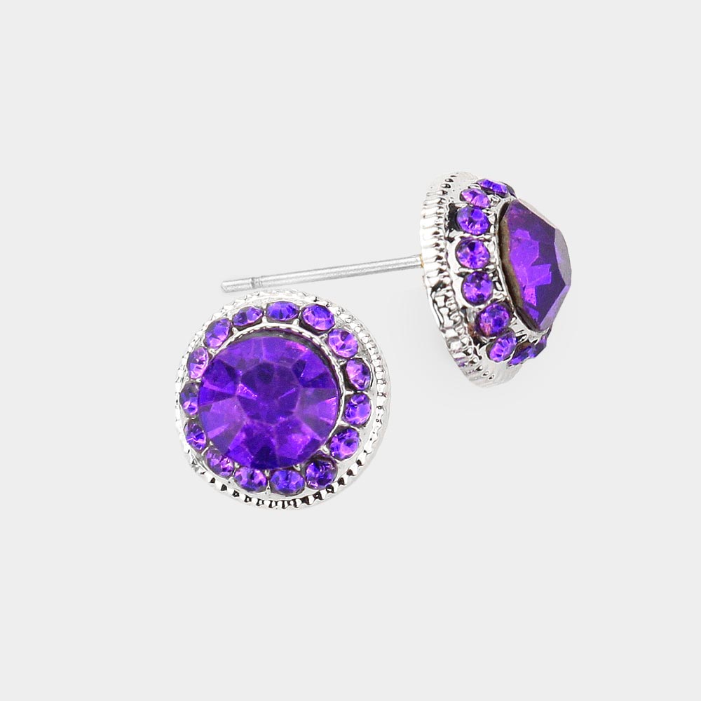 Small Purple Crystal Stud Earrings   | Pageant Earrings