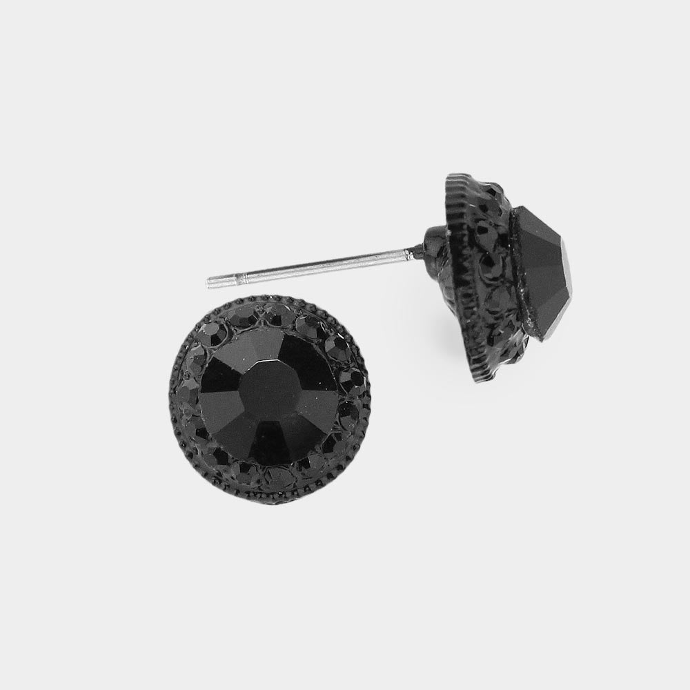 Small Jet Black Crystal Stud Earrings   | Pageant Earrings