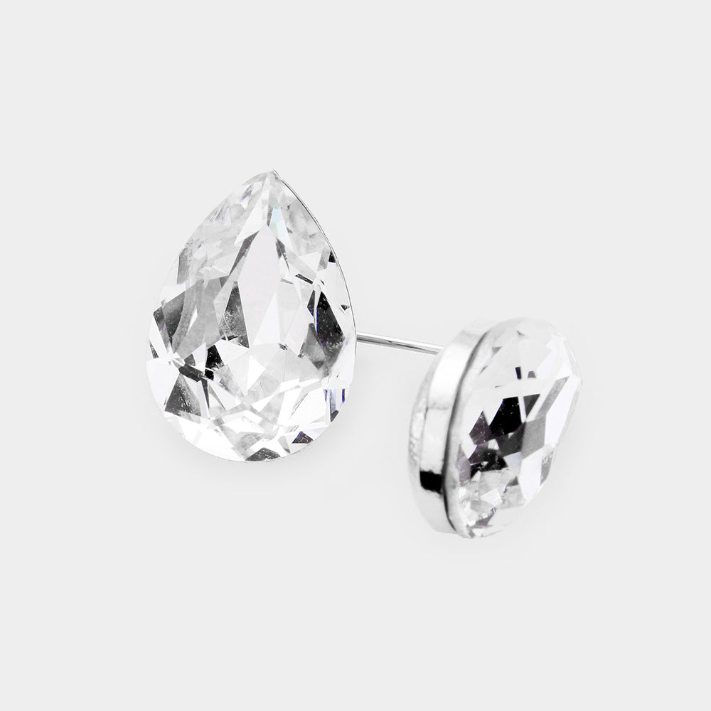 Small Clear Crystal Teardrop Stud Earrings