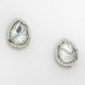 Clear Crystal Teardrop Chain Stud Earrings