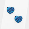 Blue Crystal Pave Heart Stud Pageant Earrings | Small Stud Earrings for Little Girls