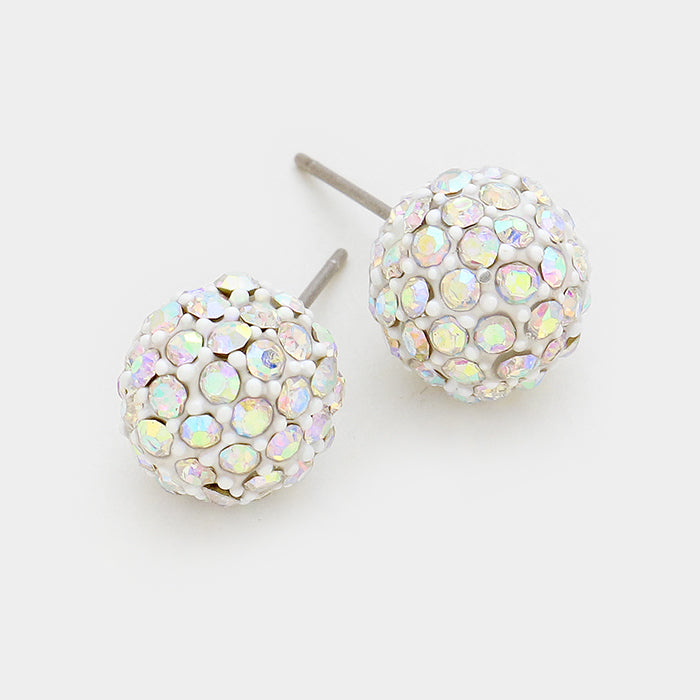Little Girls AB Crystal Disco Ball Stud Earrings | 91860