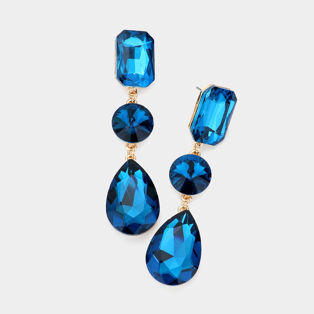 Teal Triple Drop Earrings