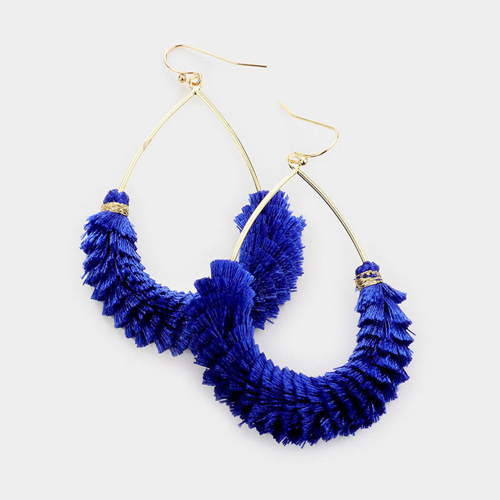 Fun Fashion Blue Drop Tassel Earrings
